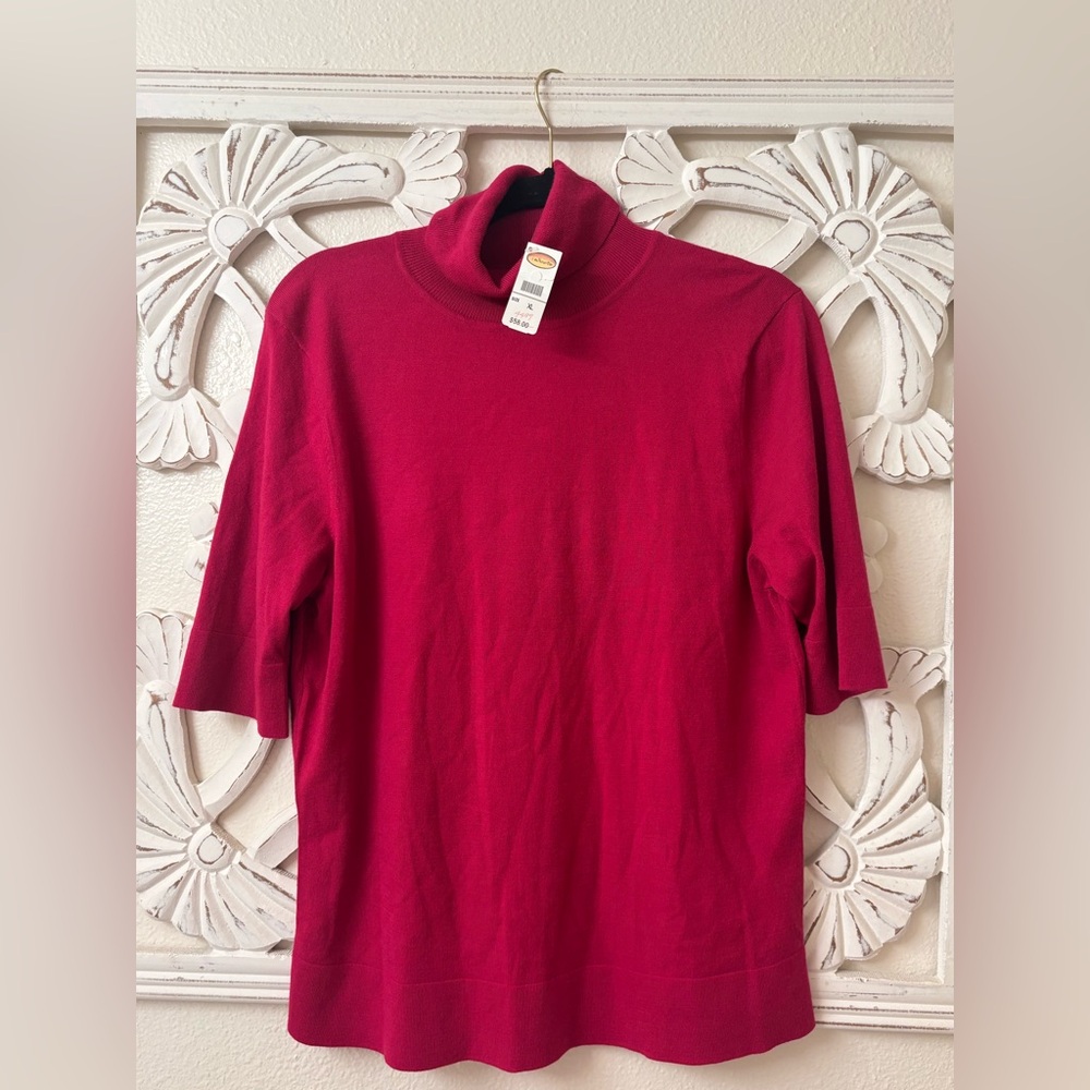 Talbots Mulberry/Fuchsia Short Sleeve Turtleneck • NWT